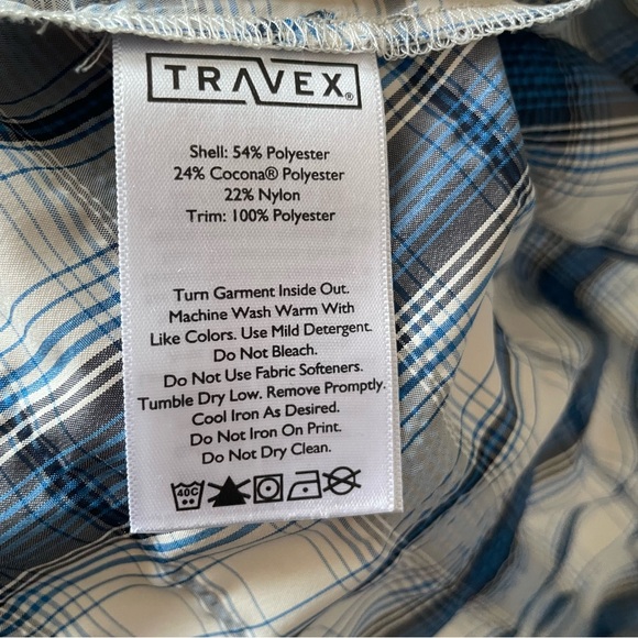 Eddie Bauer Men’s Large Short Sleeve Button Up Shirt Blue & White - Picture 4 of 6